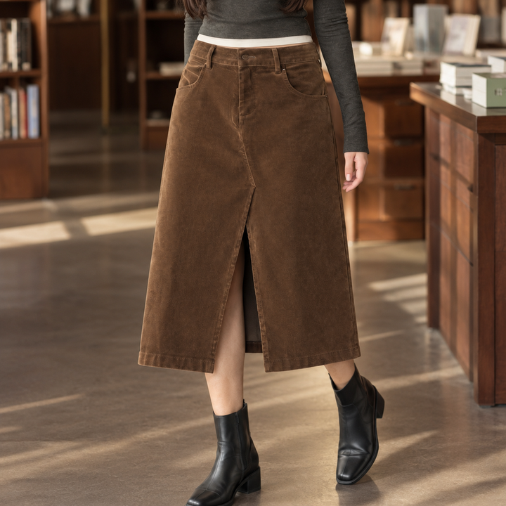 Women's Hildegarde Flared Skirt in Brown | Invictora.com