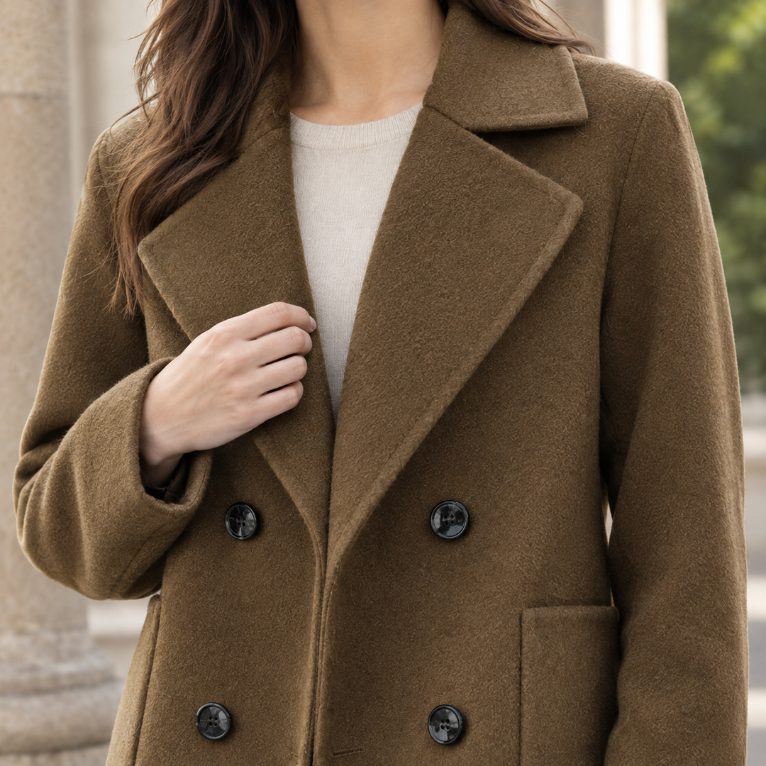 Women's Astrid-Belle Double-Breasted Jacket in Brown | Invictora.com