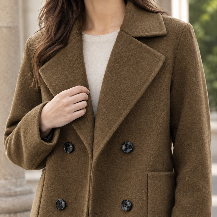 Women's Astrid-Belle Double-Breasted Jacket in Brown | Invictora.com
