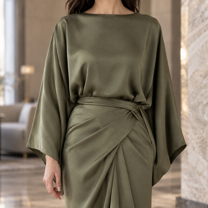 Women's Cecily-Pearl Draped Maxi Dress product image | Invictora.com