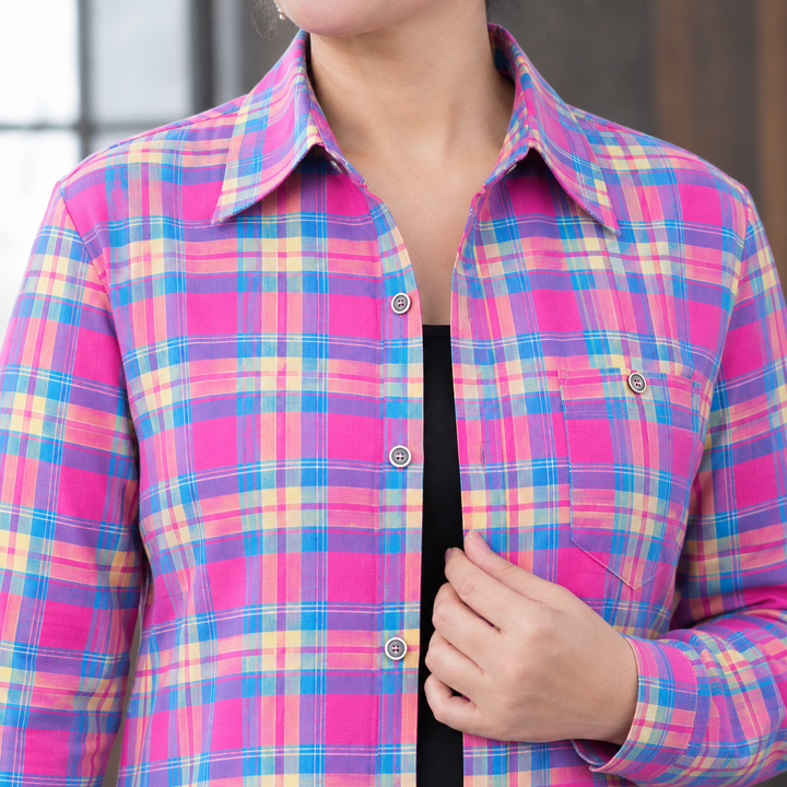 Women's Stephanie Relaxed Plaid Shirt in As Pictured | Invictora.com