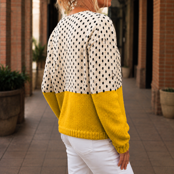 Women's Giselle Colorblock Cardigan in Mustard Cream | Invictora.com