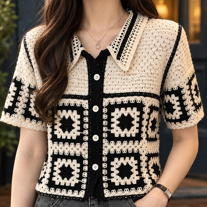 Women's Thea Crochet Cardigan in Black | Invictora.com