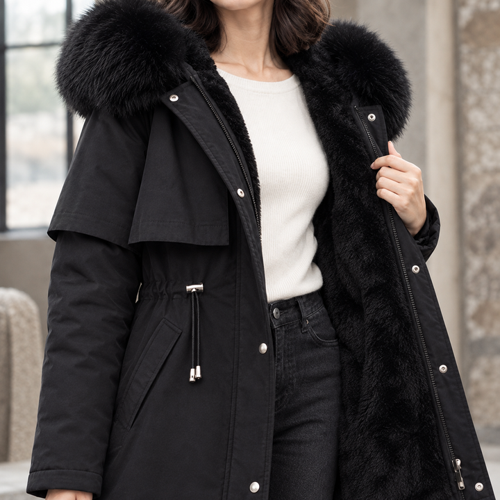 Women's Agnes-Hope Hooded Coat in Black | Invictora.com