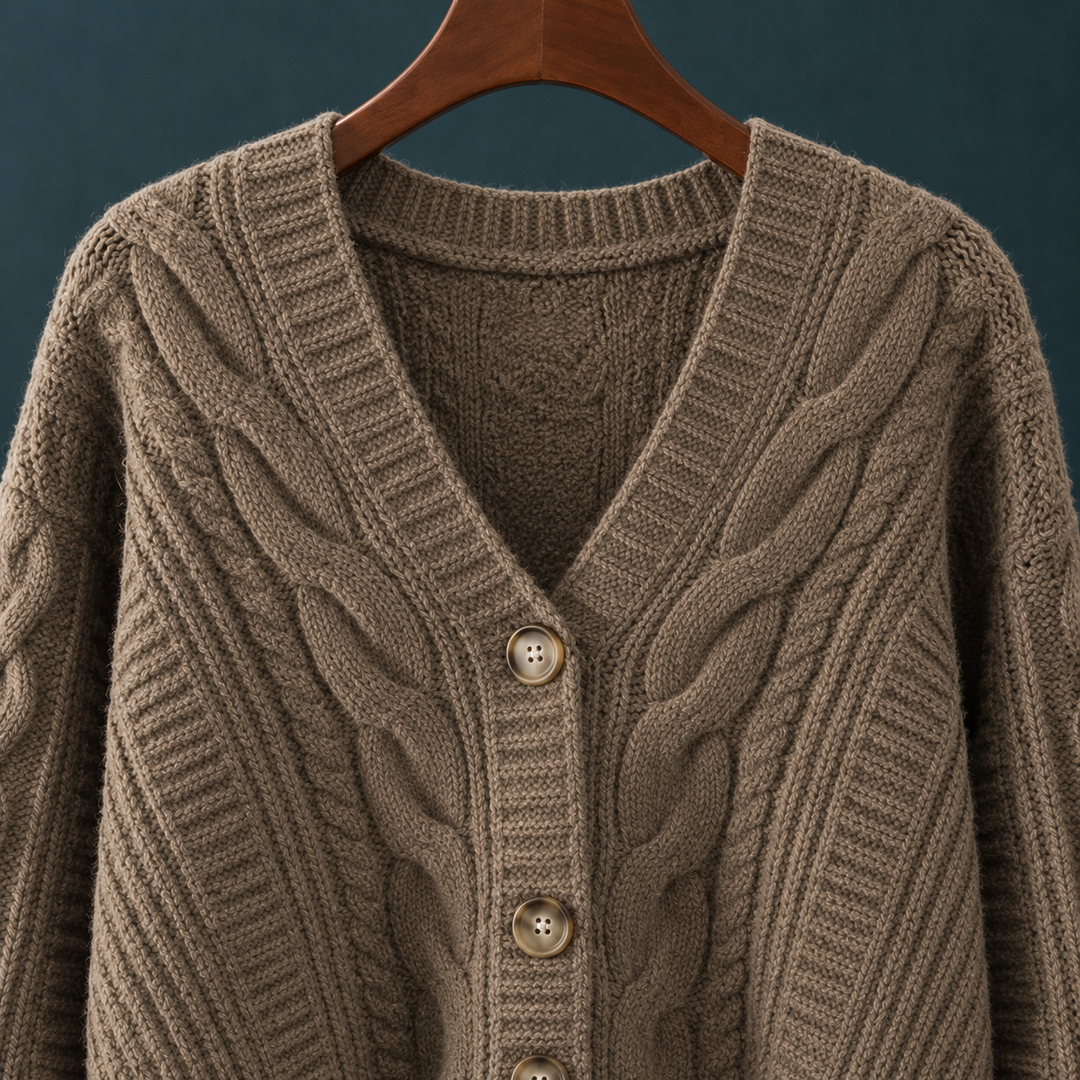 Women's Pippa-Hope Cable Cardigan in Taupe | Invictora.com