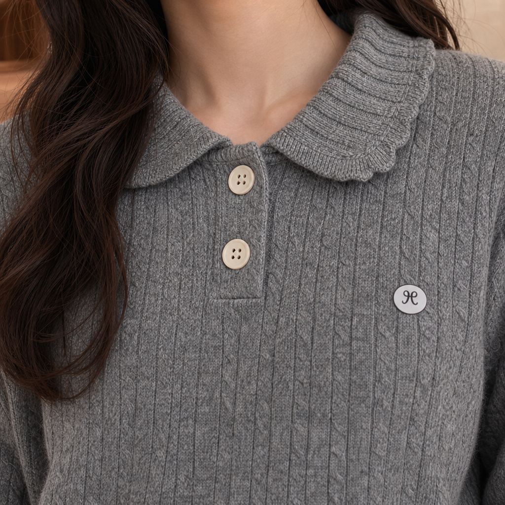 Women's Scarlett Polo Sweater in Gray | Invictora.com