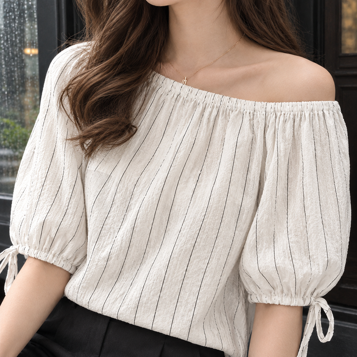 Women's Katherine Gathered Neck Top in White | Invictora.com