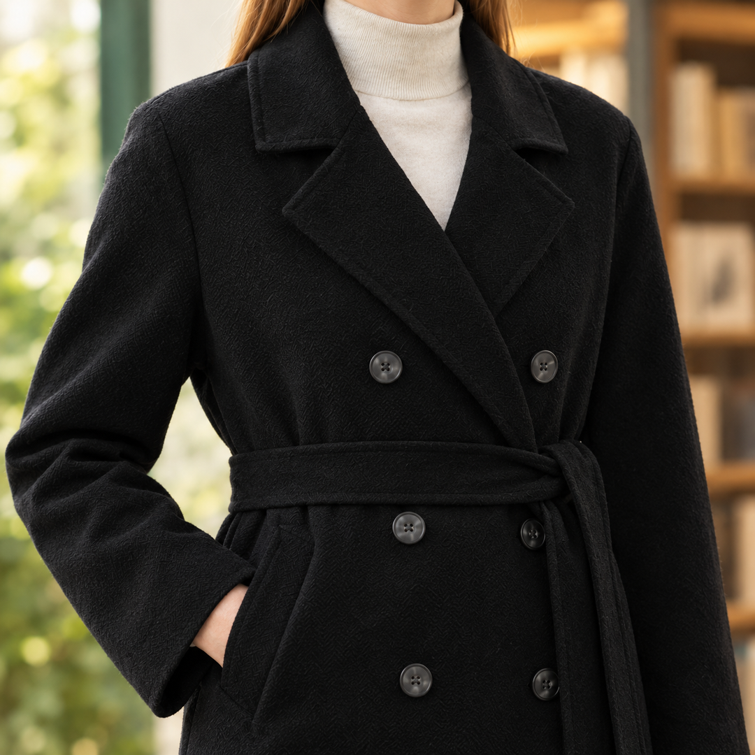 Women's Zenobia Wool Coat in Black | Invictora.com