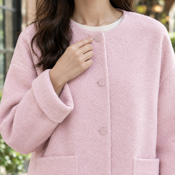 Women's Angelique-Lane Relaxed Wool Jacket in Pink | Invictora.com