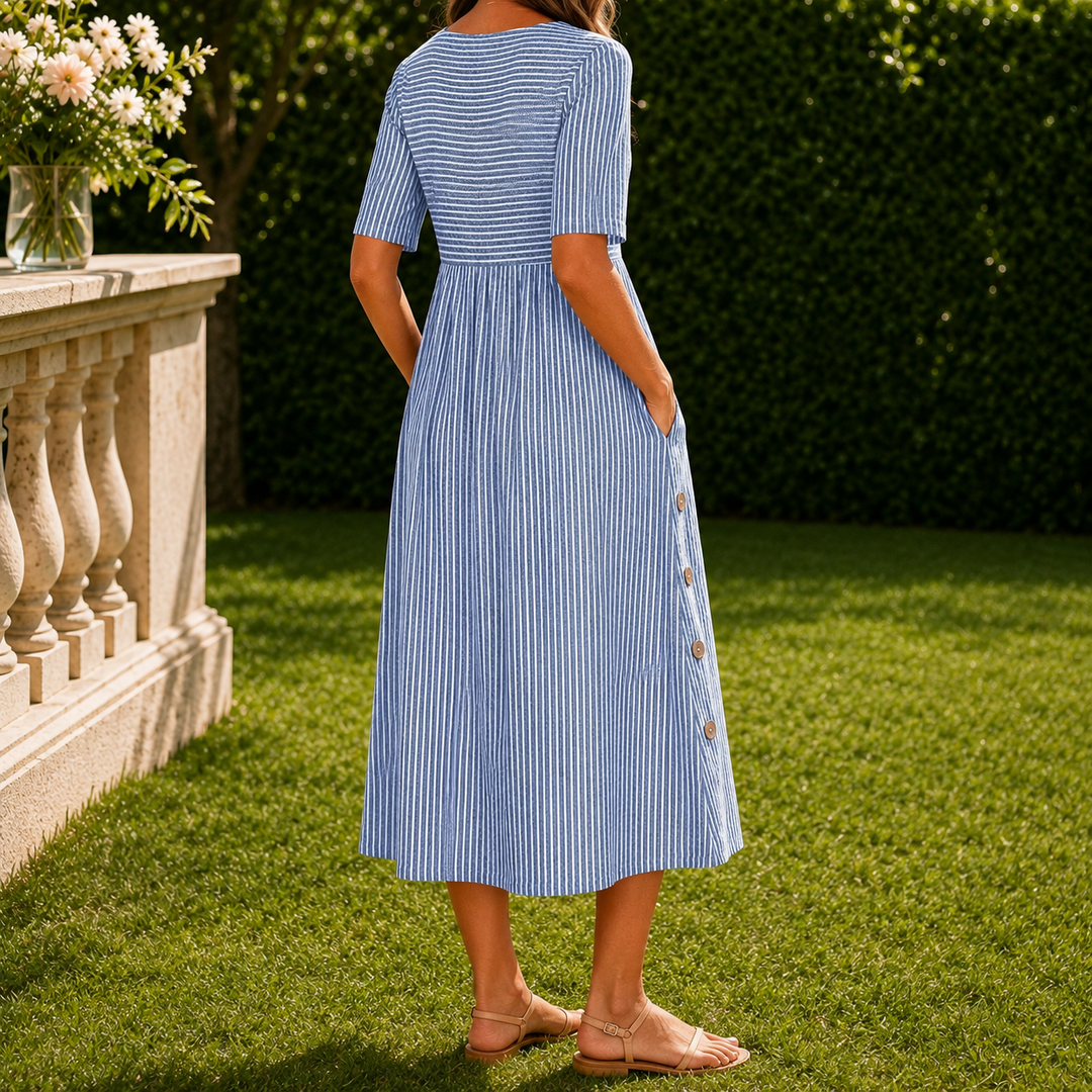 Women's Fenna-Elise Striped Midi Dress in Blue | Invictora.com