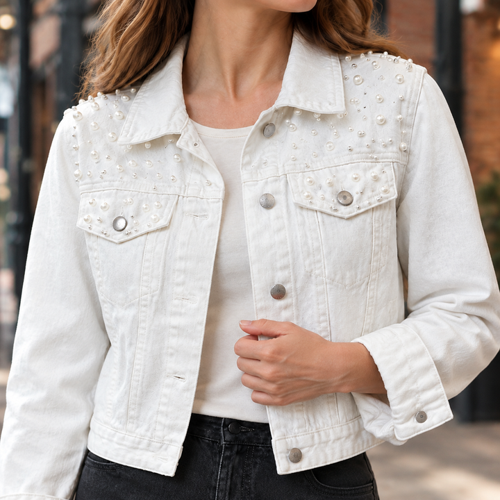 Women's Sidonie Beaded Jacket in White | Invictora.com