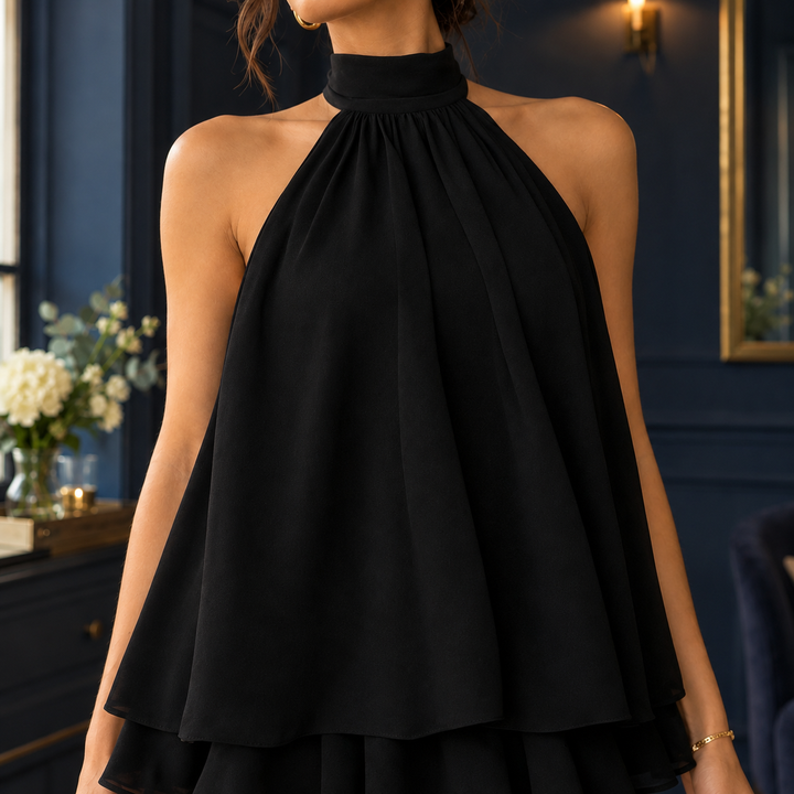 Women's Nicole Halter Mini Dress in Black | Invictora.com
