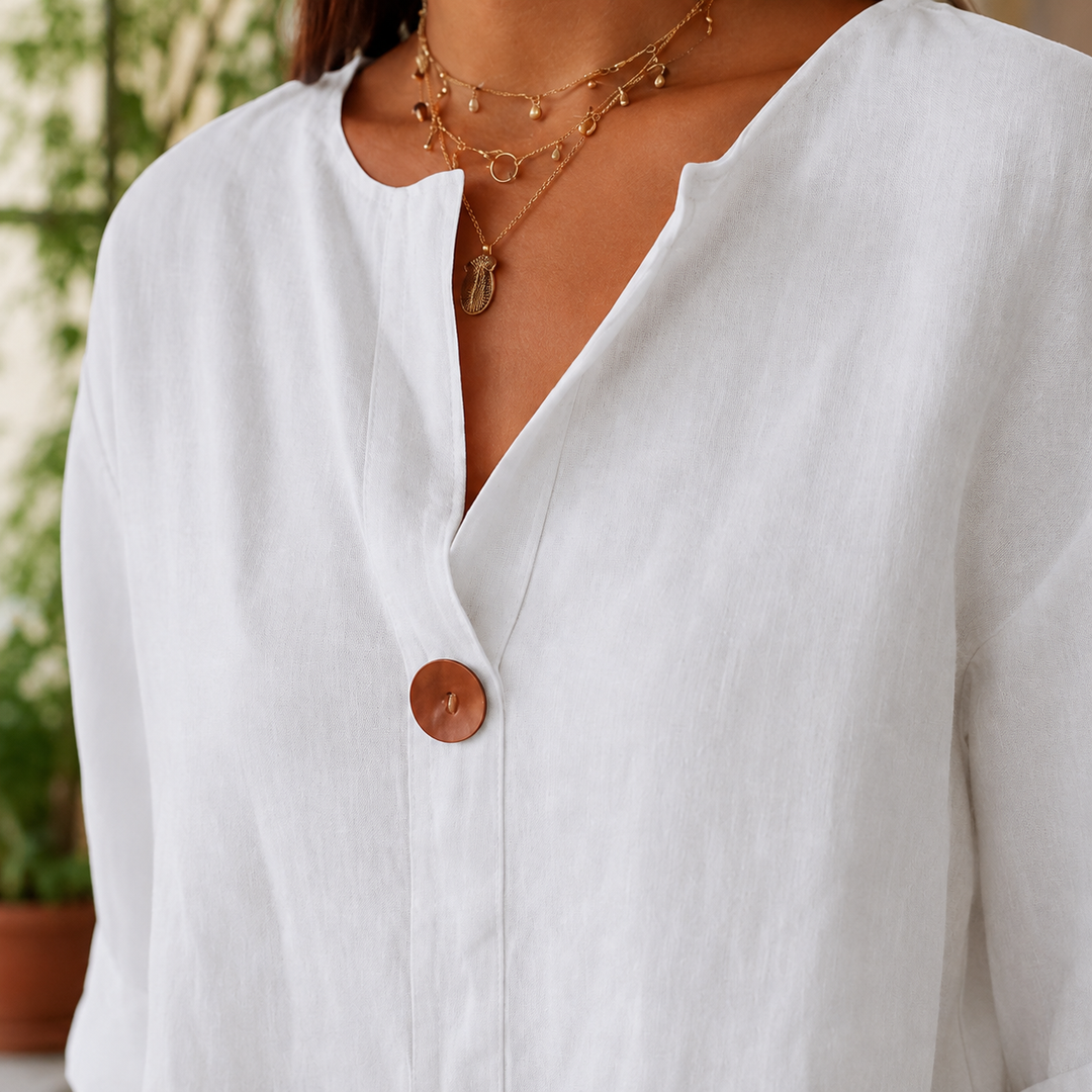 Women's Valencia Button Front Shirt in White | Invictora.com