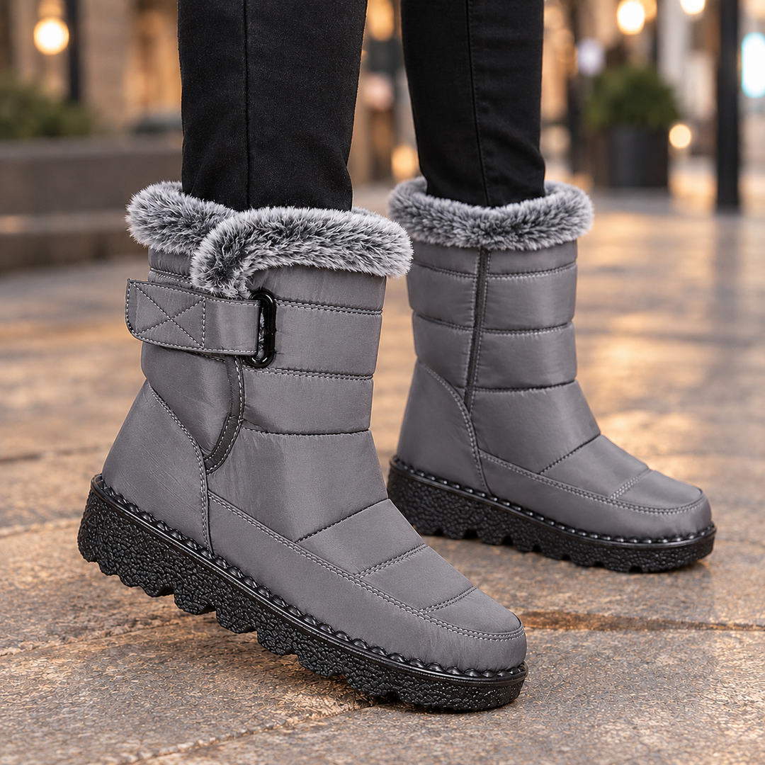 Women's Mantova-Lucca Plush Collar Boots in Black Fur Collar | Invictora.com