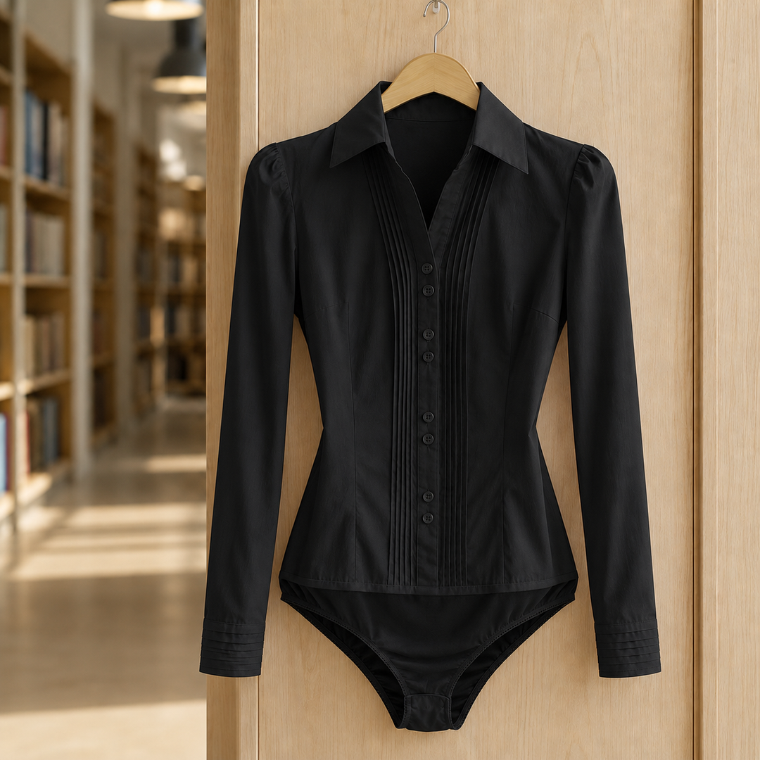 Women's Ninon Pleated Bodysuit in White Conjoined | Invictora.com