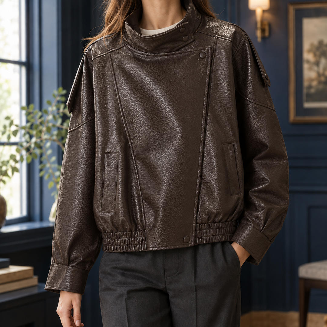 Women's Eugenie-Elise Moto Jacket in Black | Invictora.com