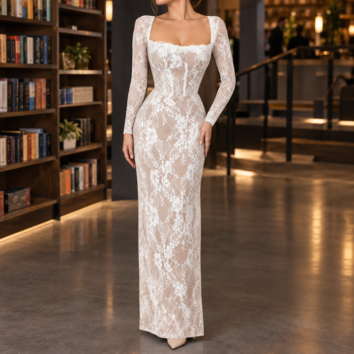 Women's Zoe-Faye Lace Maxi Dress in Black | Invictora.com