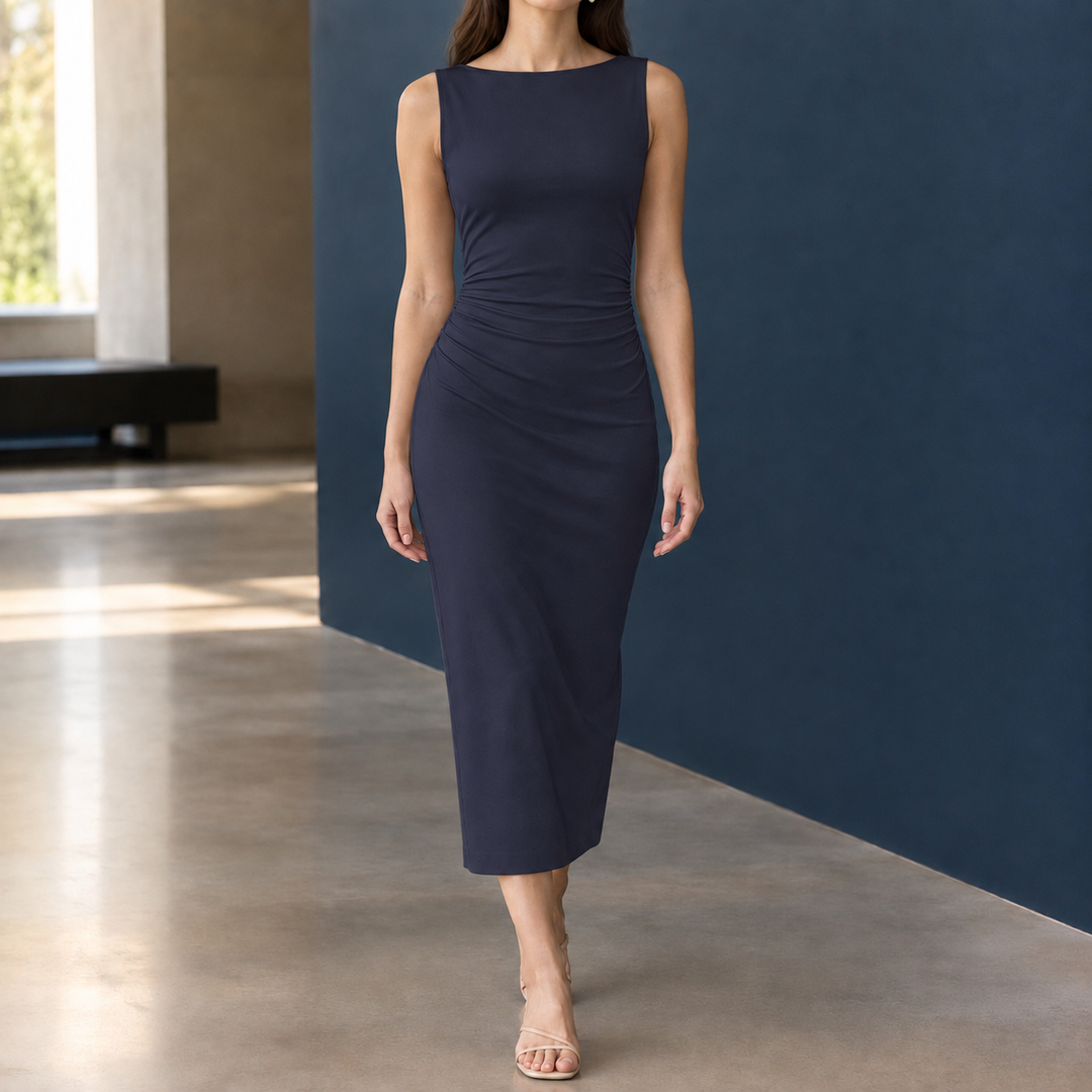 Women's Desiree Ruched Maxi Dress in White | Invictora.com
