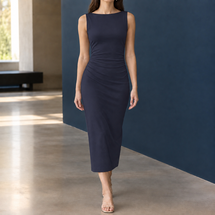Women's Desiree Ruched Maxi Dress in White | Invictora.com