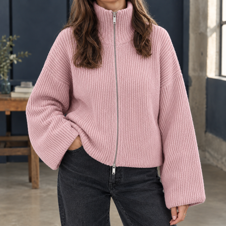 Women's Olive Ribbed Sweater in Red | Invictora.com