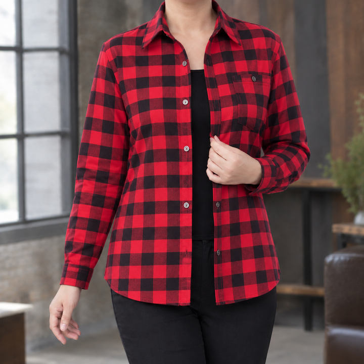 Women's Stephanie Relaxed Plaid Shirt in As Pictured | Invictora.com