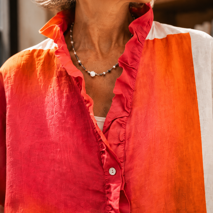 Women's Saskia-Marie Oversized Shirt in Orange Pink Multi | Invictora.com