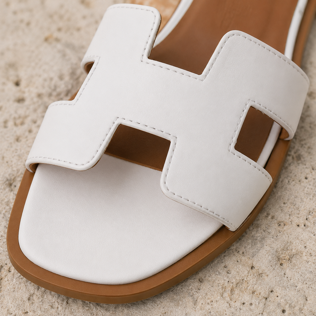 Women's Carrera H-Strap Sandals in White | Invictora.com