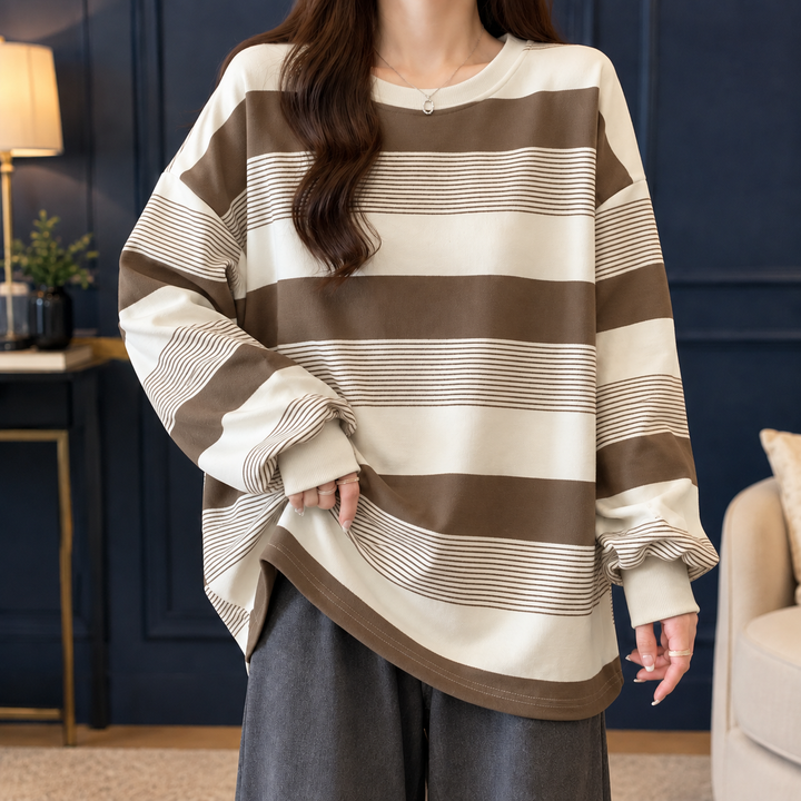 Women's Cecily-Faye Striped Top in Black | Invictora.com