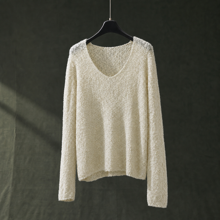 Women's Marlene-Jane Open Knit Sweater in Misty Night Blue | Invictora.com