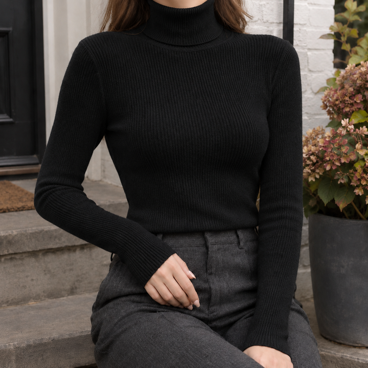 Women's Adeline-Jade Ribbed Turtleneck in White | Invictora.com