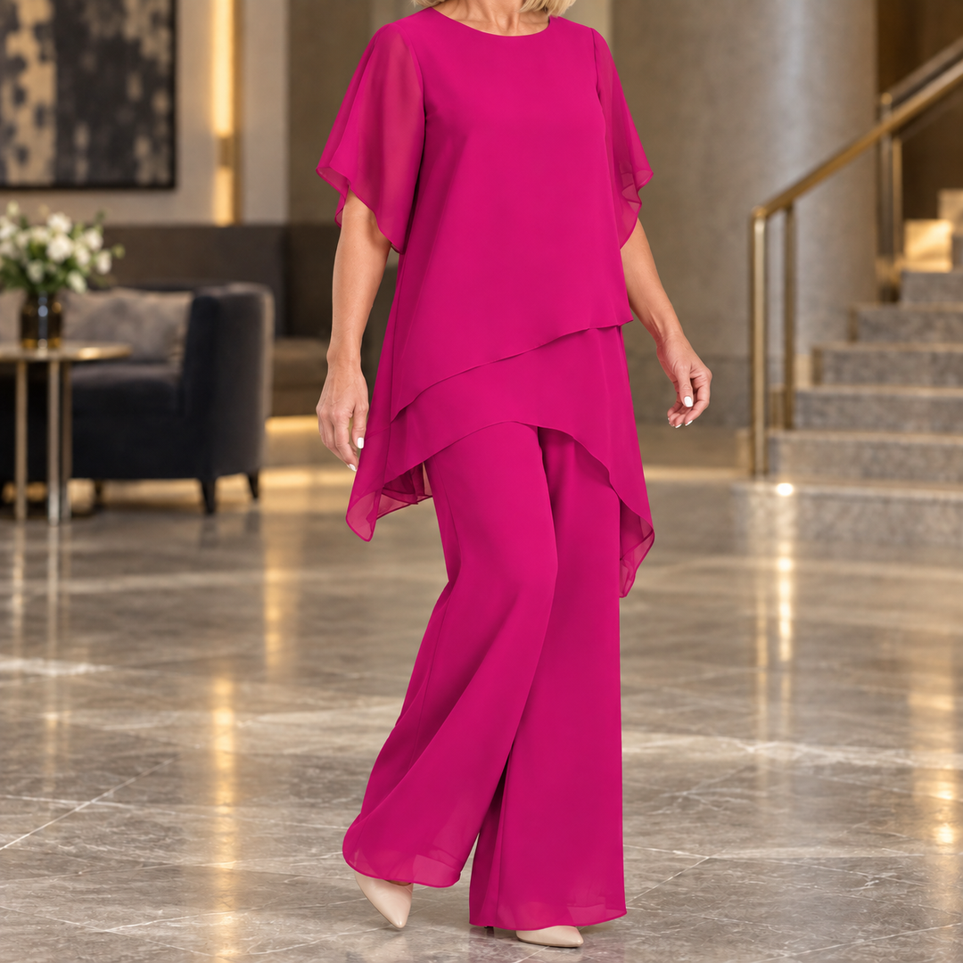 Women's Tamsin-Faye Layered Pants Set in Navy Blue | Invictora.com
