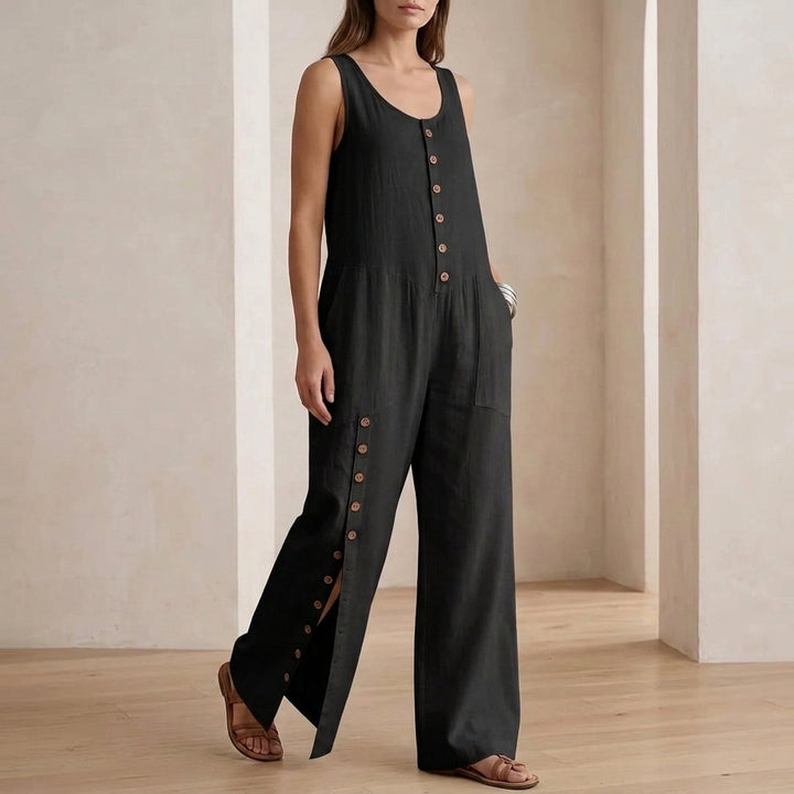 Women's Orla Button Detail Jumpsuit in White | Invictora.com