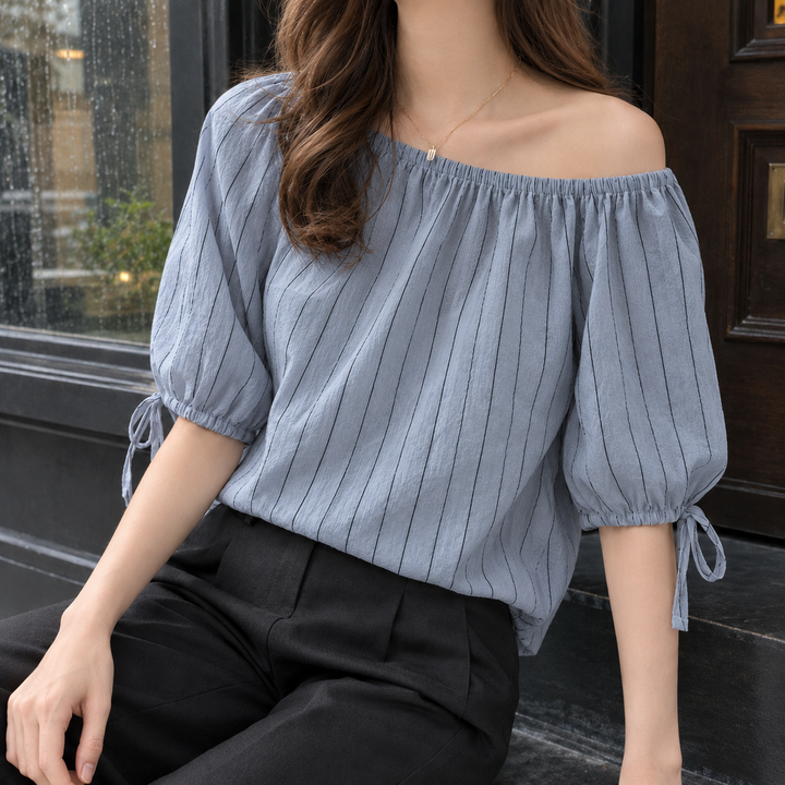Women's Katherine Gathered Neck Top in White | Invictora.com