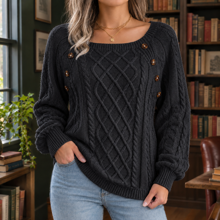 Women's Fenna-Elise Square Neck Sweater in White | Invictora.com
