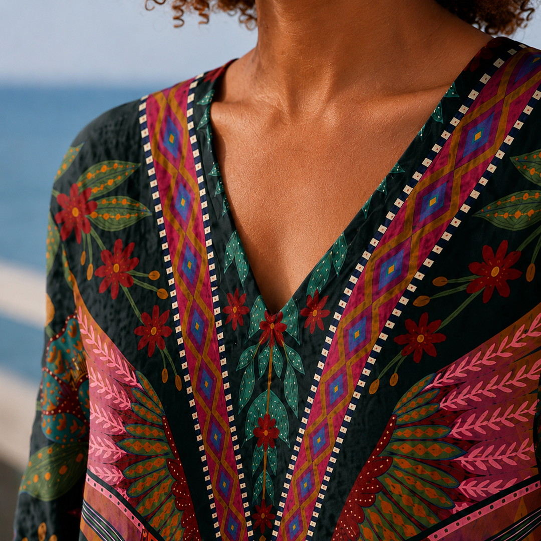 Women's Carmen-Elise V-Neck Tunic in Multicolour | Invictora.com
