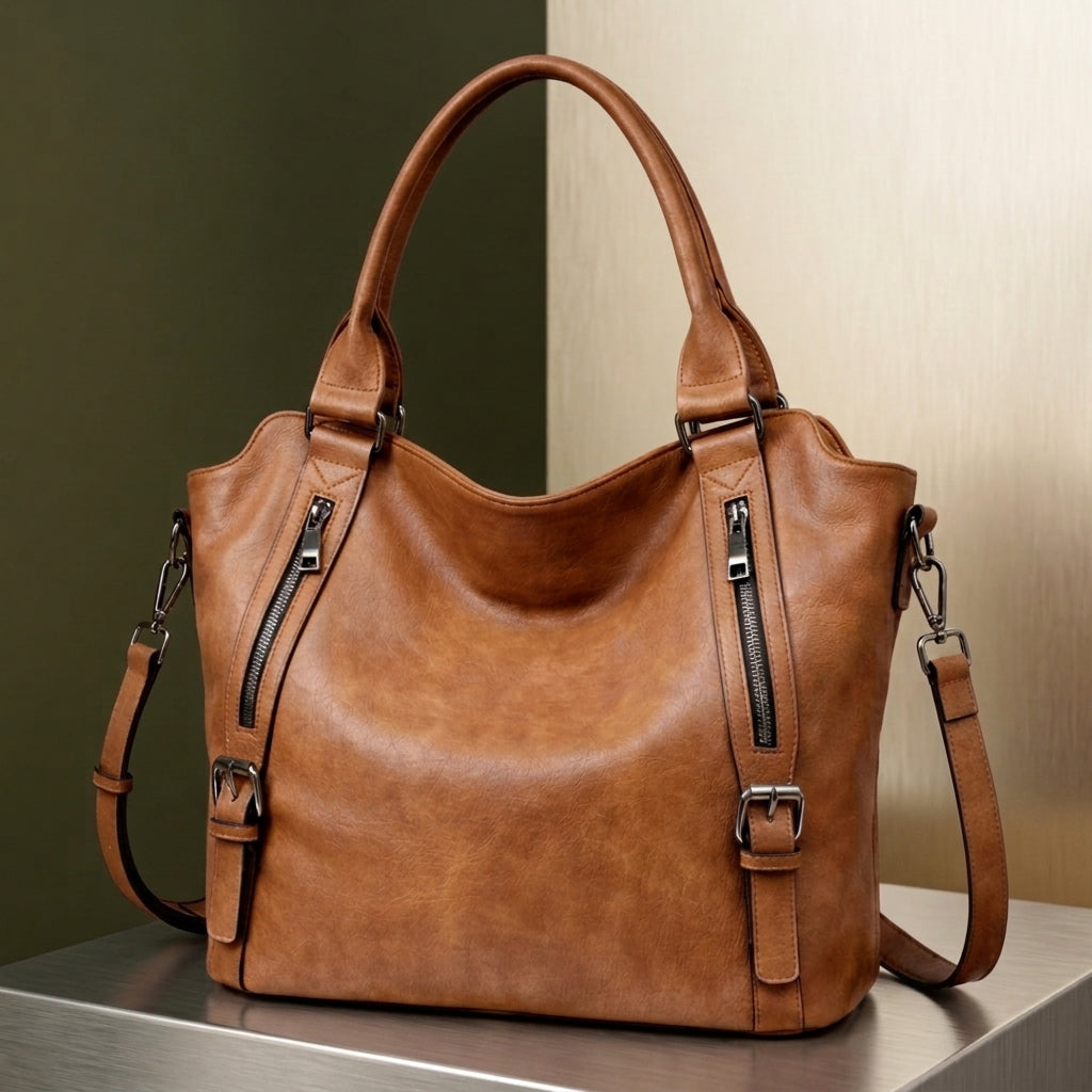 Women's Valencia Buckled Tote in Brown | Invictora.com