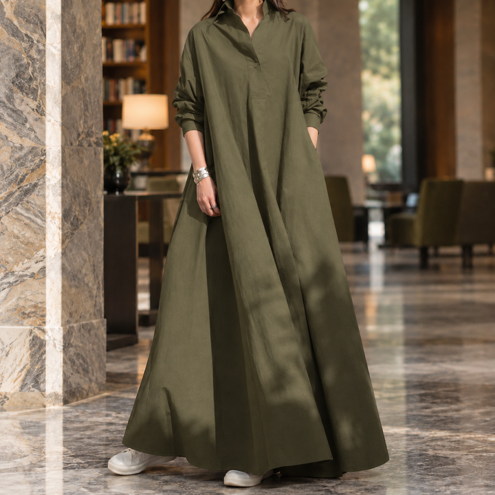 Women's Abigail A-Line Maxi Dress in Black | Invictora.com
