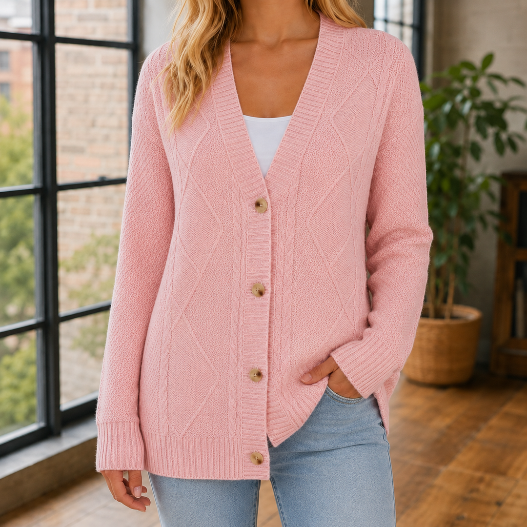 Women's Evelina-Rae Cable Knit Sweater in Beige | Invictora.com