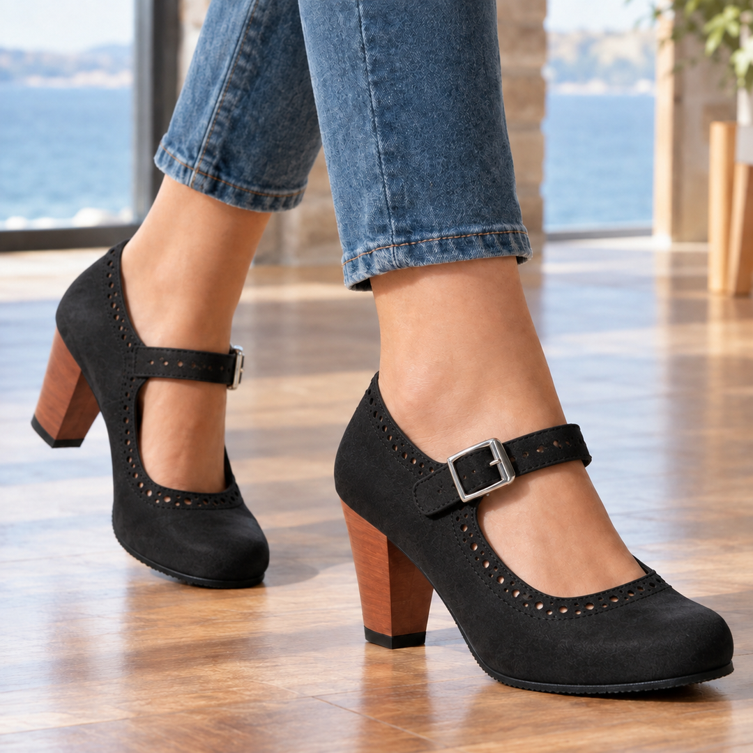 Women's Accardi Brogue Mary Janes in Brown | Invictora.com