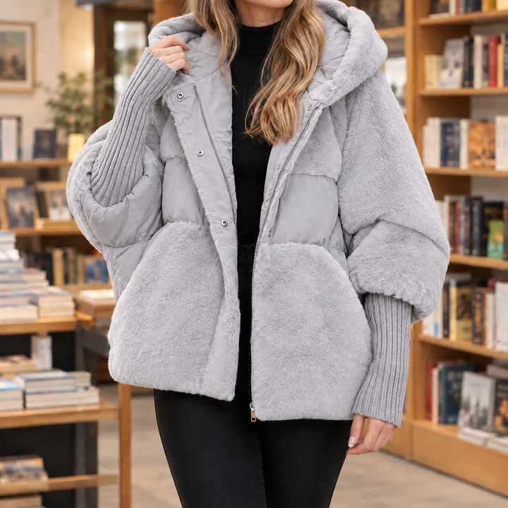 Women's Ilaria-Kate Plush Panel Jacket in Light Brown | Invictora.com