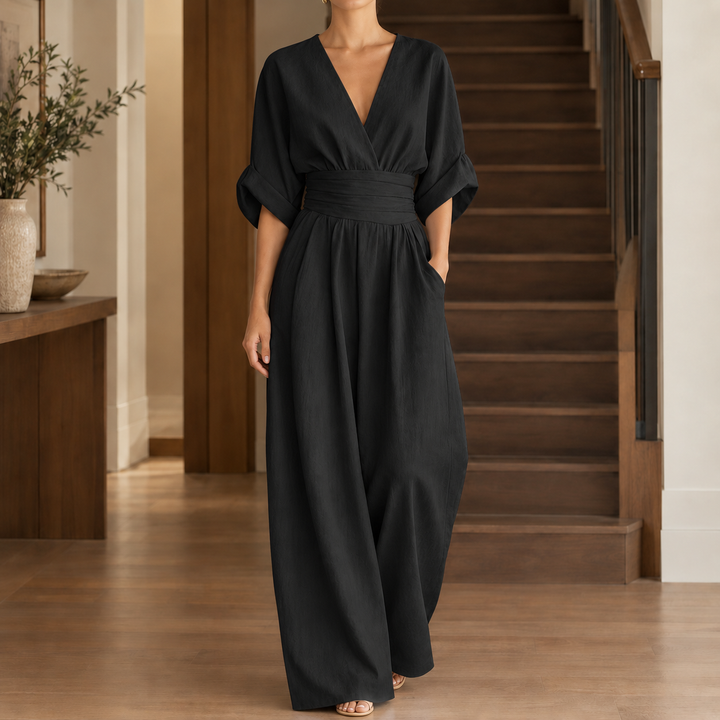 Women's Mathilde Wrap Jumpsuit in White | Invictora.com