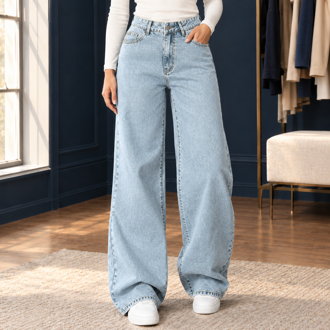 Women's Eugenie Wide Leg Jeans in Medium Blue | Invictora.com