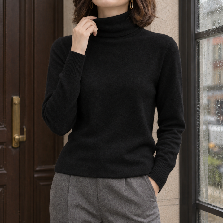 Women's Arwen-Claire Wool Turtleneck Sweater in White | Invictora.com