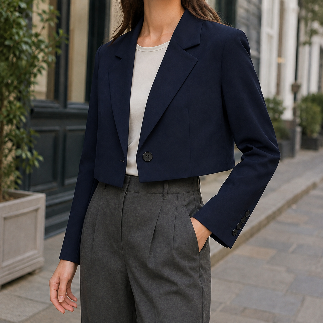Women's Christabel Cropped Blazer in Black | Invictora.com