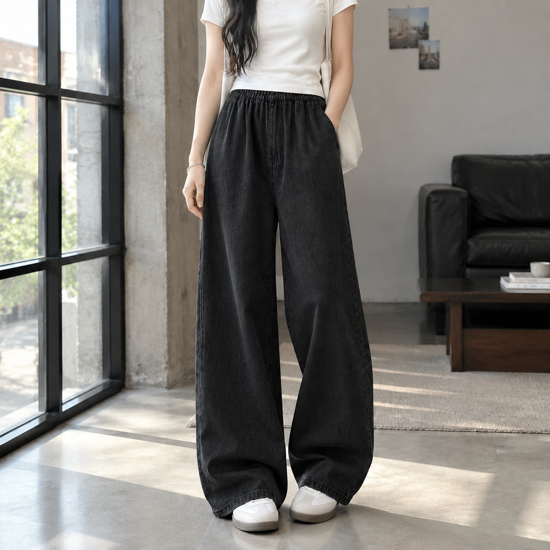Women's Ursuline Wide Leg Jeans in Retro Blue | Invictora.com