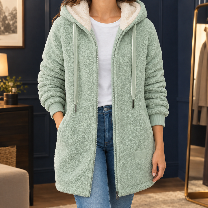Women's Fleur-Faye Hooded Fleece Jacket in Blue | Invictora.com