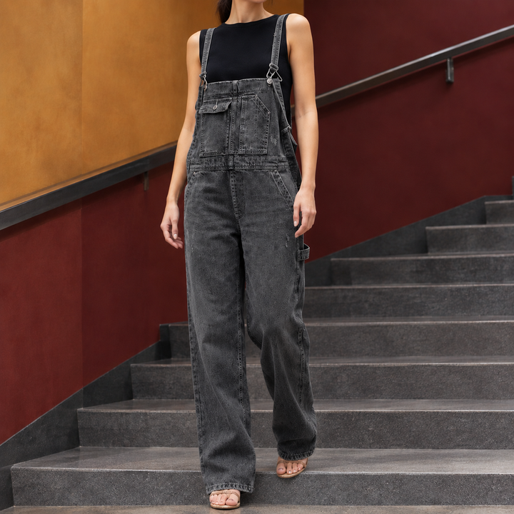 Women's Albertine Relaxed Overalls in Blue | Invictora.com
