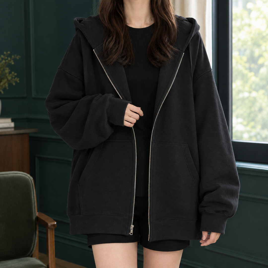 Women's Lavinia-Mae Oversized Zip Hoodie in Gray | Invictora.com