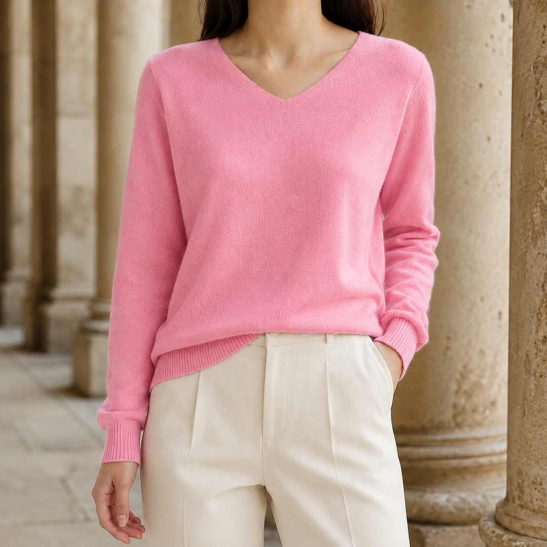 Women's Ameline V Neck Sweater in Black | Invictora.com