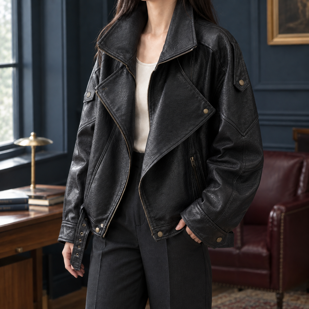 Women's Sienna-Elise Moto Jacket in Brown | Invictora.com
